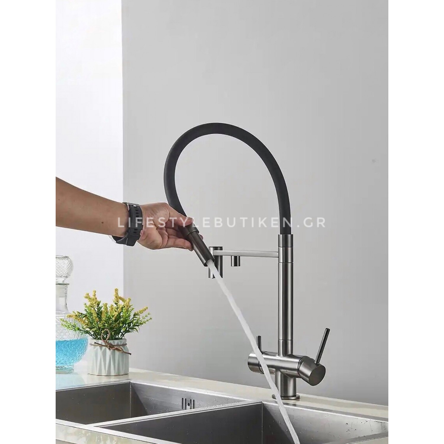 Τρίοδη Ψηλή Μπαταρία Κουζίνας NARON NR-1299GM GUN METAL