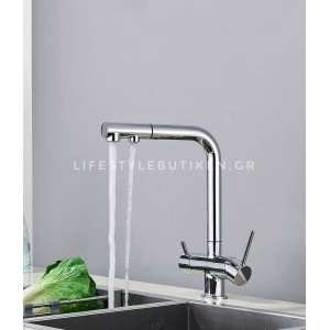 Τρίοδη Μπαταρία Κουζίνας με προεκτεινόμενο ντουζ STOCCO ST1199C CHROME