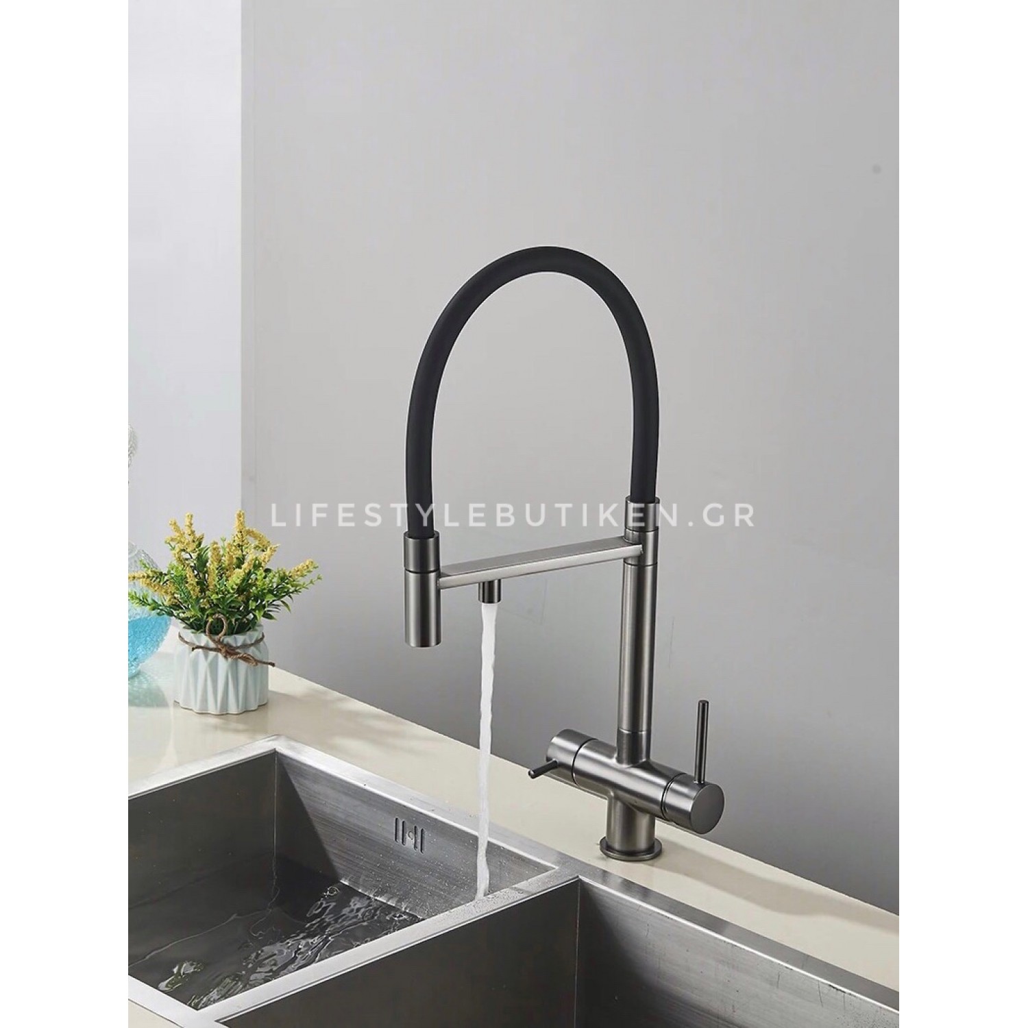 Τρίοδη Ψηλή Μπαταρία Κουζίνας NARON NR-1299GM GUN METAL