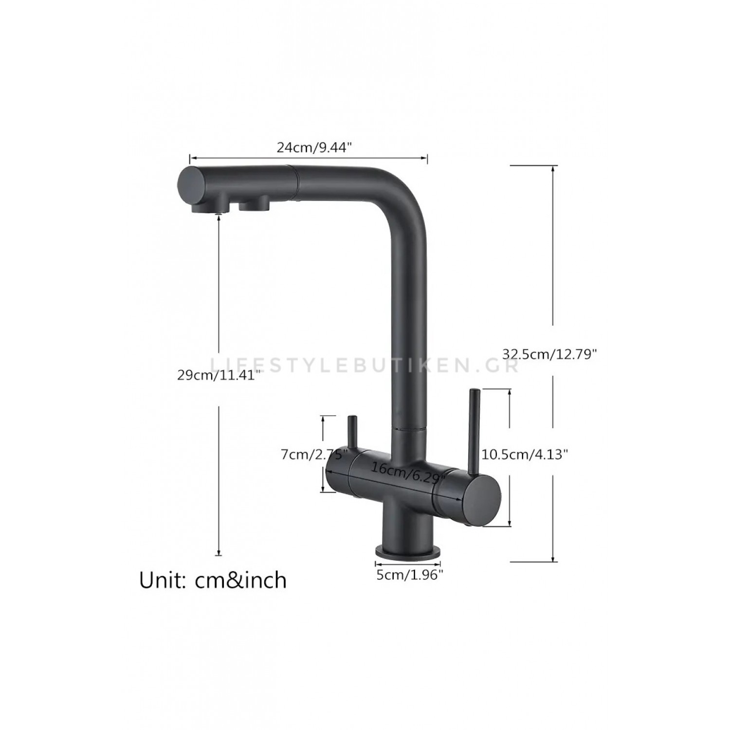 Τρίοδη Μπαταρία Κουζίνας με προεκτεινόμενο ντουζ STOCCO ST1199B BLACK MAT