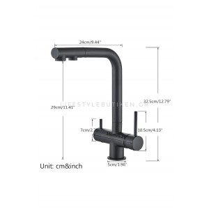 Τρίοδη Μπαταρία Κουζίνας με προεκτεινόμενο ντουζ STOCCO ST1199B BLACK MAT