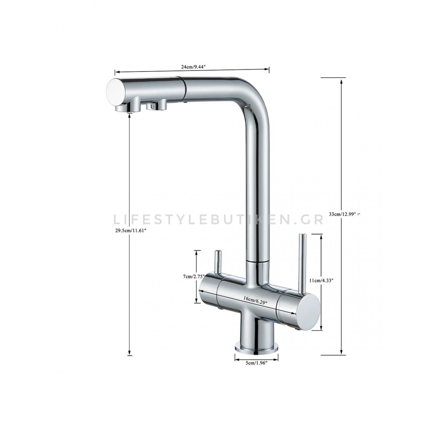 Τρίοδη Μπαταρία Κουζίνας με προεκτεινόμενο ντουζ STOCCO ST1199C CHROME