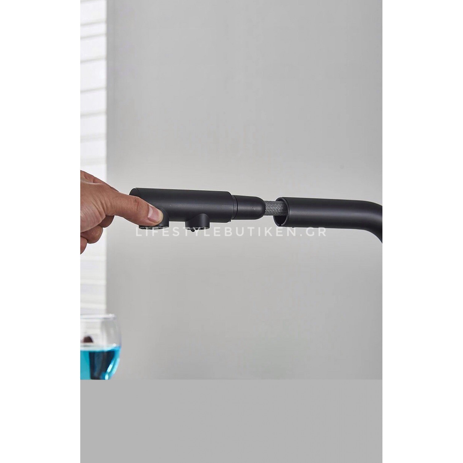 Τρίοδη Μπαταρία Κουζίνας με προεκτεινόμενο ντουζ STOCCO ST1199B BLACK MAT