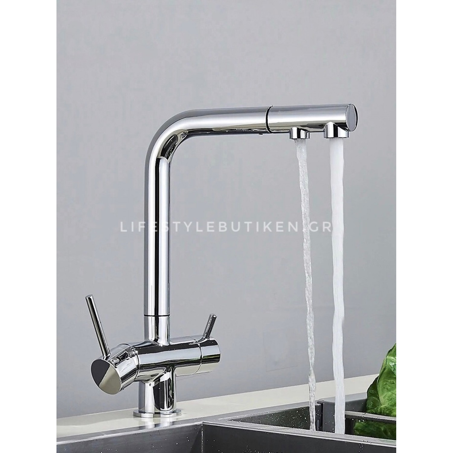 Τρίοδη Μπαταρία Κουζίνας με προεκτεινόμενο ντουζ STOCCO ST1199C CHROME