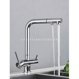 Τρίοδη Μπαταρία Κουζίνας με προεκτεινόμενο ντουζ STOCCO ST1199C CHROME