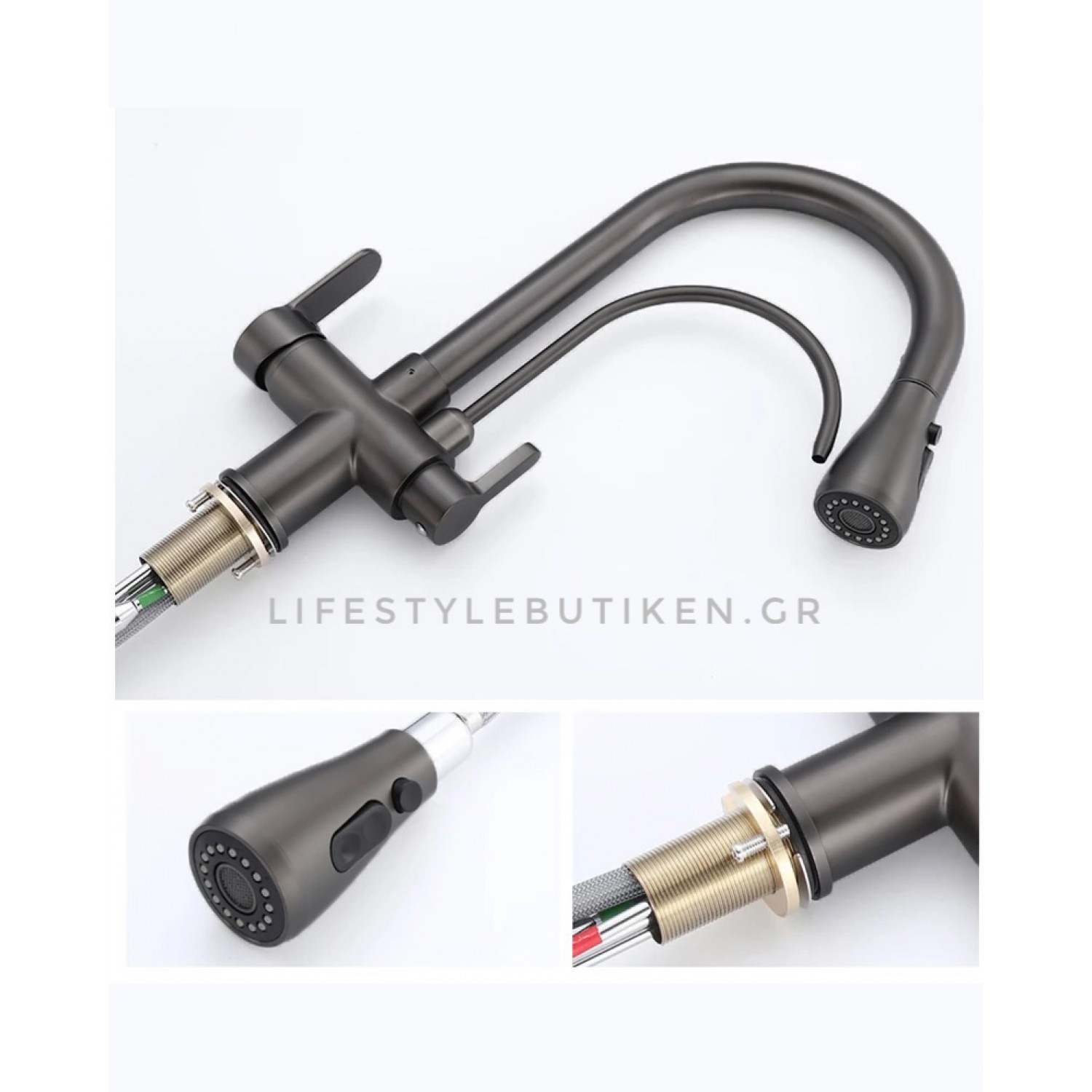 STOCCO Τρίοδη Μπαταρία κουζίνας Φίλτρου ST933GM GUN METAL