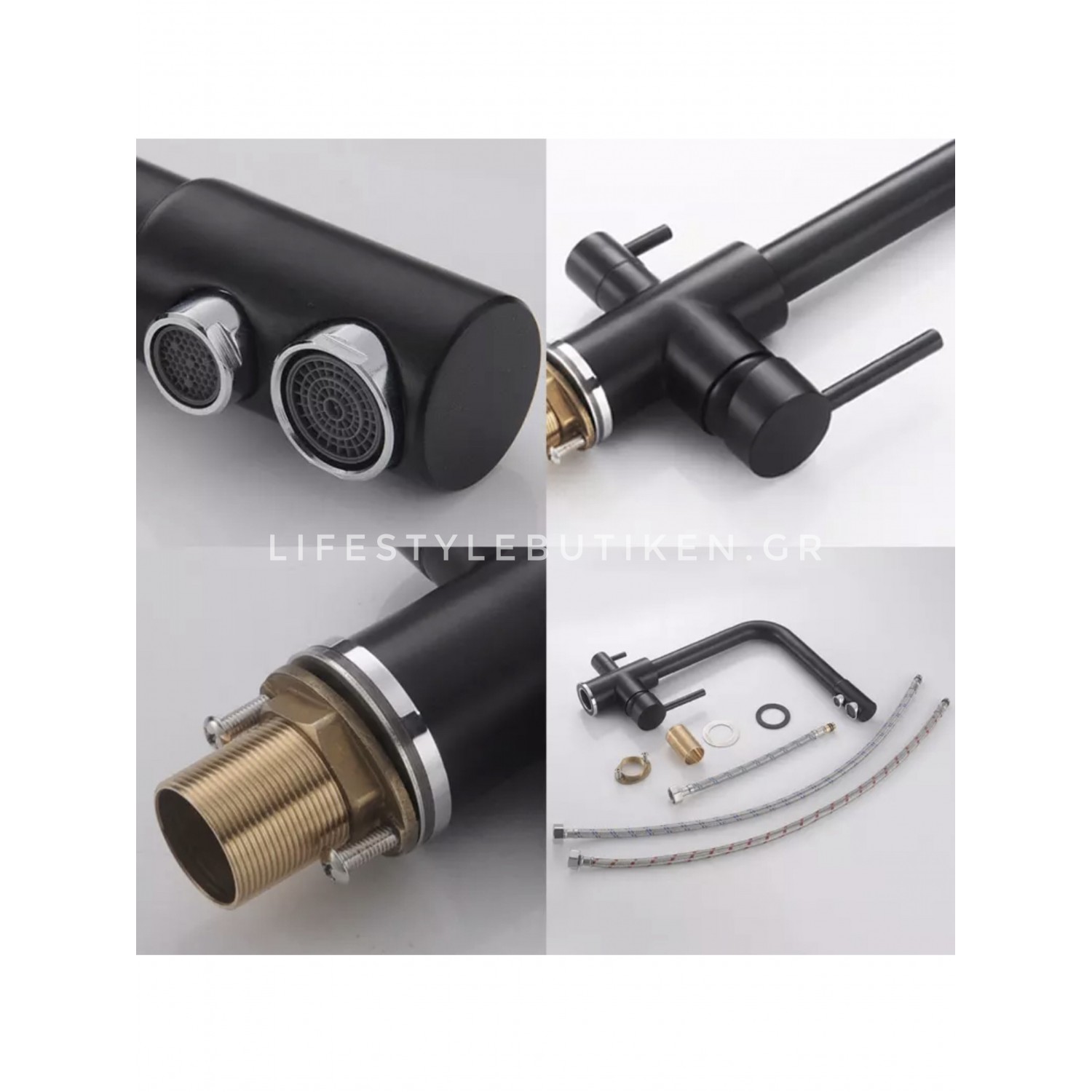 Τρίοδη Μπαταρία Κουζίνας Φίλτρου STOCCO ST2299B BLACK MAT