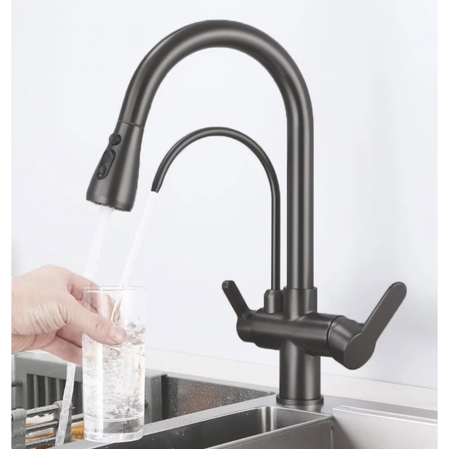 STOCCO Τρίοδη Μπαταρία κουζίνας Φίλτρου ST933GM GUN METAL