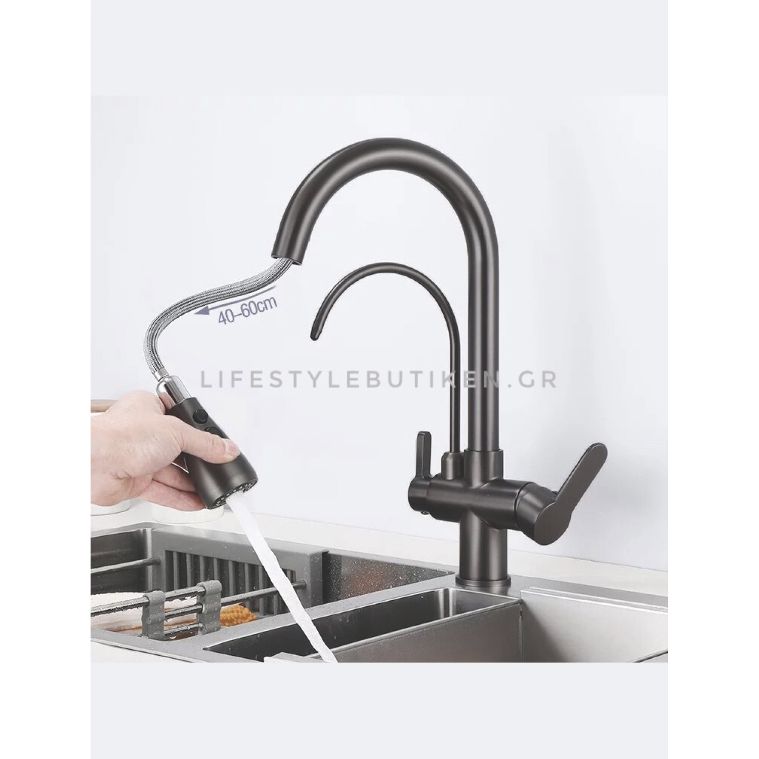 STOCCO Τρίοδη Μπαταρία κουζίνας Φίλτρου ST933GM GUN METAL