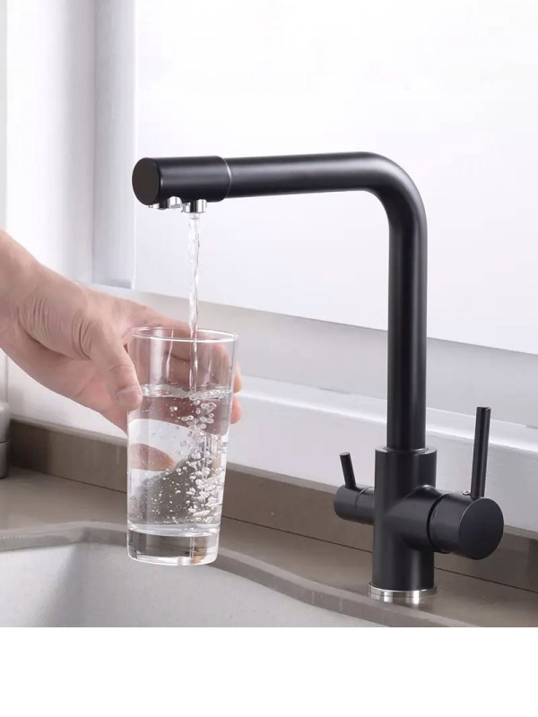Τρίοδη Μπαταρία Κουζίνας Φίλτρου STOCCO ST2299B BLACK MAT
