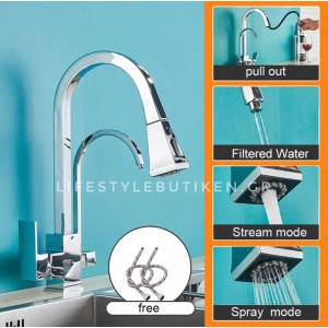 Τρίοδη Μπαταρία κουζίνας με δυνατότητα σύνδεσης φιλτρου κάτω πάγκου διπλής ροής STOCCO ST2019510C CHROME