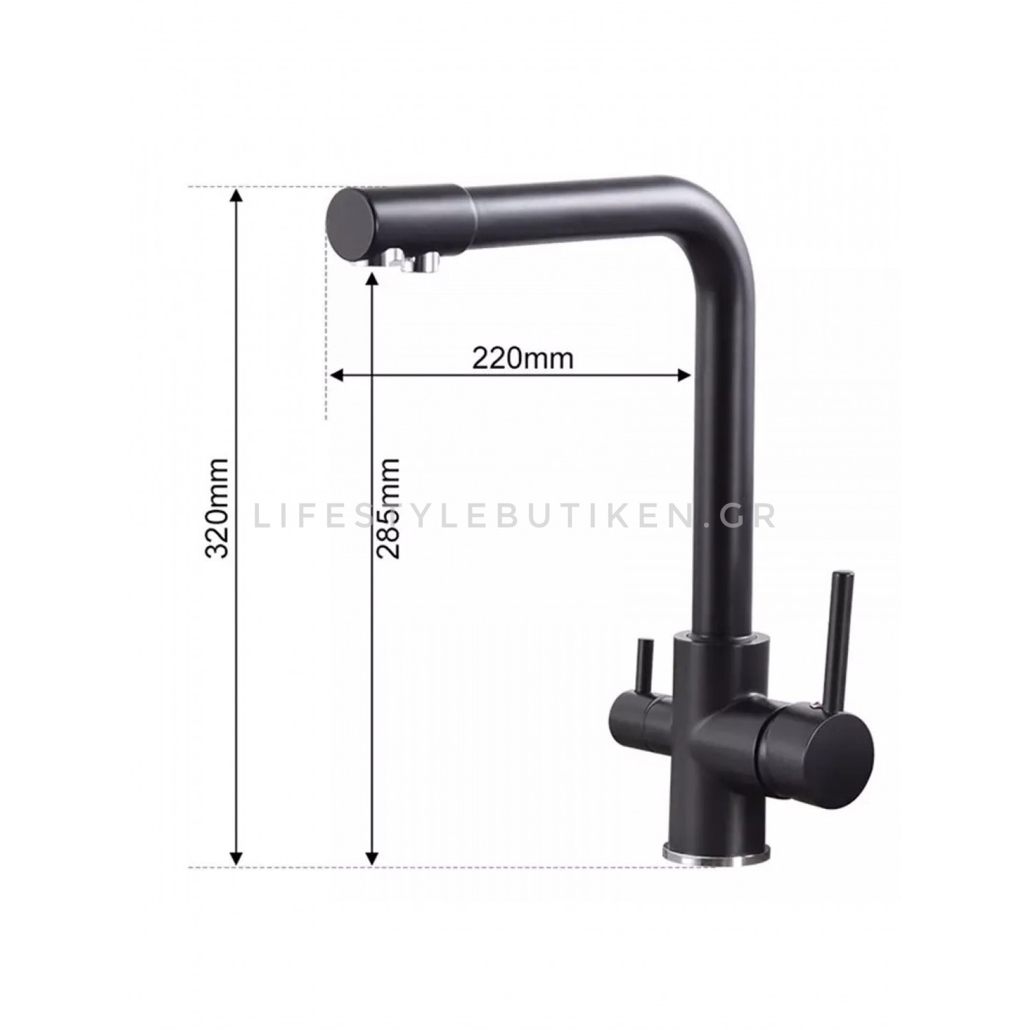 Τρίοδη Μπαταρία Κουζίνας Φίλτρου STOCCO ST2299B BLACK MAT