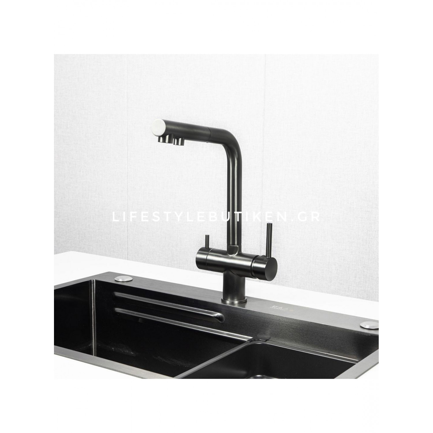 STOCCO Τρίοδη Μπαταρία Κουζίνας με προεκτεινόμενο ντουζ ST1199 Gun Grey