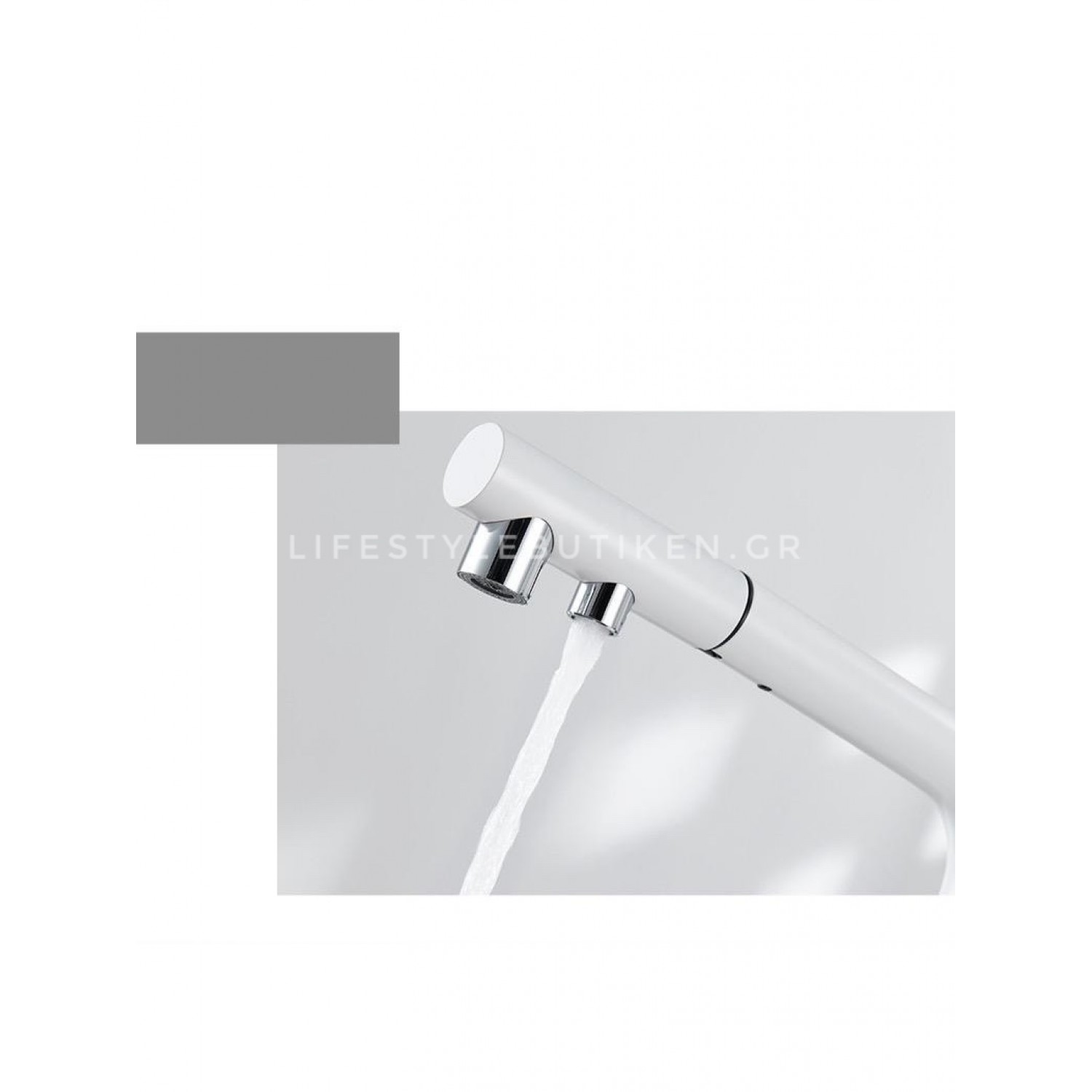 STOCCO Τρίοδη Μπαταρία Κουζίνας με προεκτεινόμενο ντουζ ST1199 White