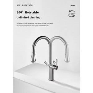 NARON Ψηλή Μπαταρία κουζίνας με αποσπώμενο επεκτεινόμενο ντουζ NR1310 GUN METAL