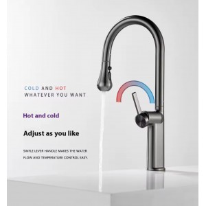 NARON Ψηλή Μπαταρία κουζίνας με αποσπώμενο επεκτεινόμενο ντουζ NR1310 GUN METAL