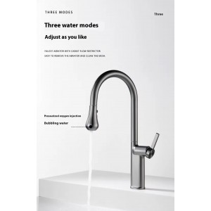 NARON Ψηλή Μπαταρία κουζίνας με αποσπώμενο επεκτεινόμενο ντουζ NR1310 GUN METAL