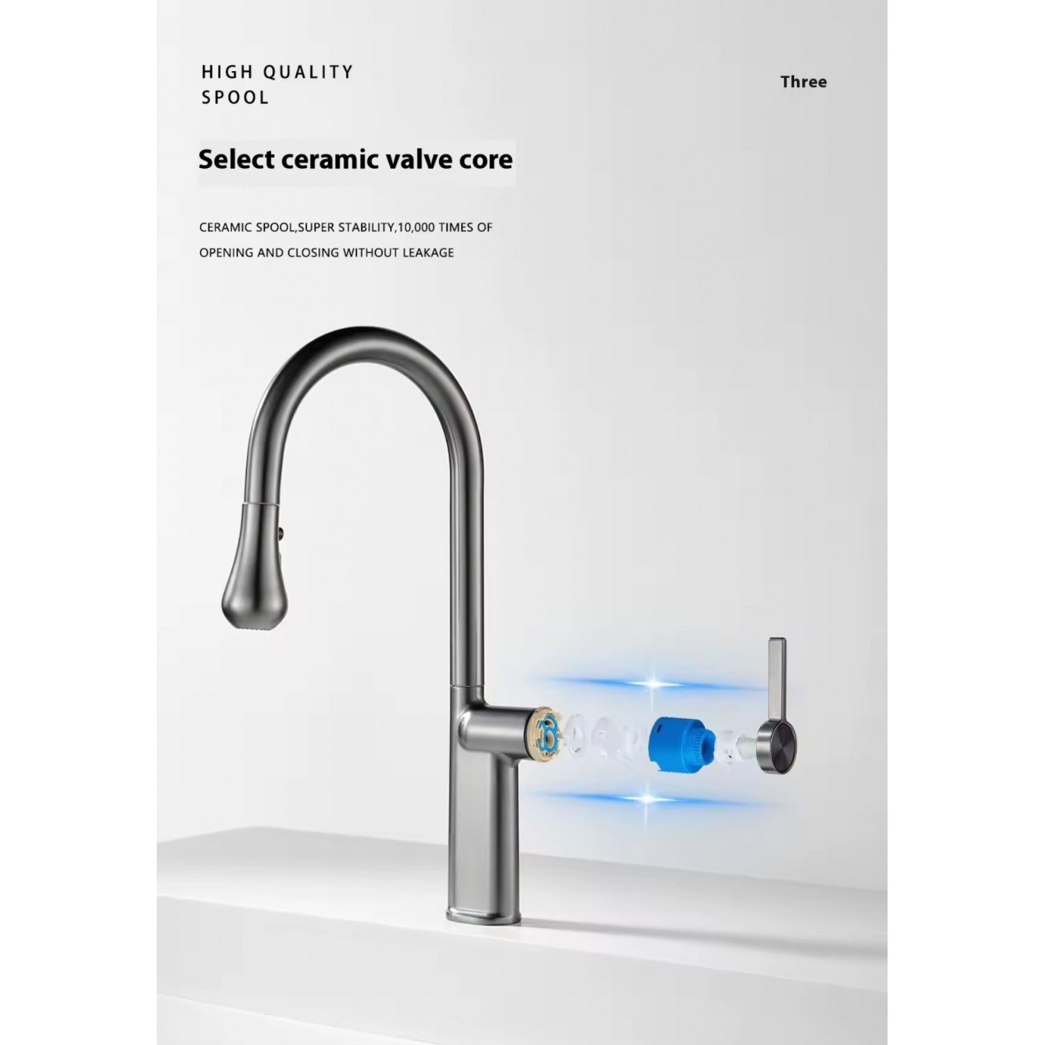 NARON Ψηλή Μπαταρία κουζίνας με αποσπώμενο επεκτεινόμενο ντουζ NR1310 GUN METAL