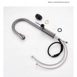 NARON Ψηλή Μπαταρία κουζίνας με αποσπώμενο επεκτεινόμενο ντουζ NR1310 GUN METAL