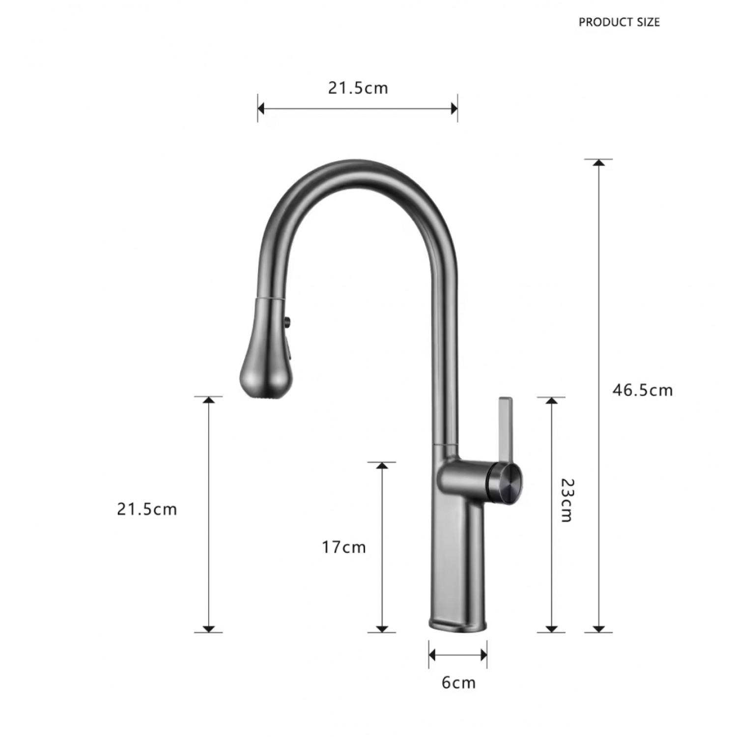 NARON Ψηλή Μπαταρία κουζίνας με αποσπώμενο επεκτεινόμενο ντουζ NR1310 GUN METAL