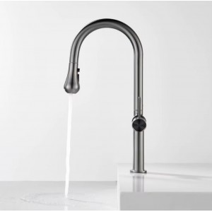 NARON Ψηλή Μπαταρία κουζίνας με αποσπώμενο επεκτεινόμενο ντουζ NR1310 GUN METAL