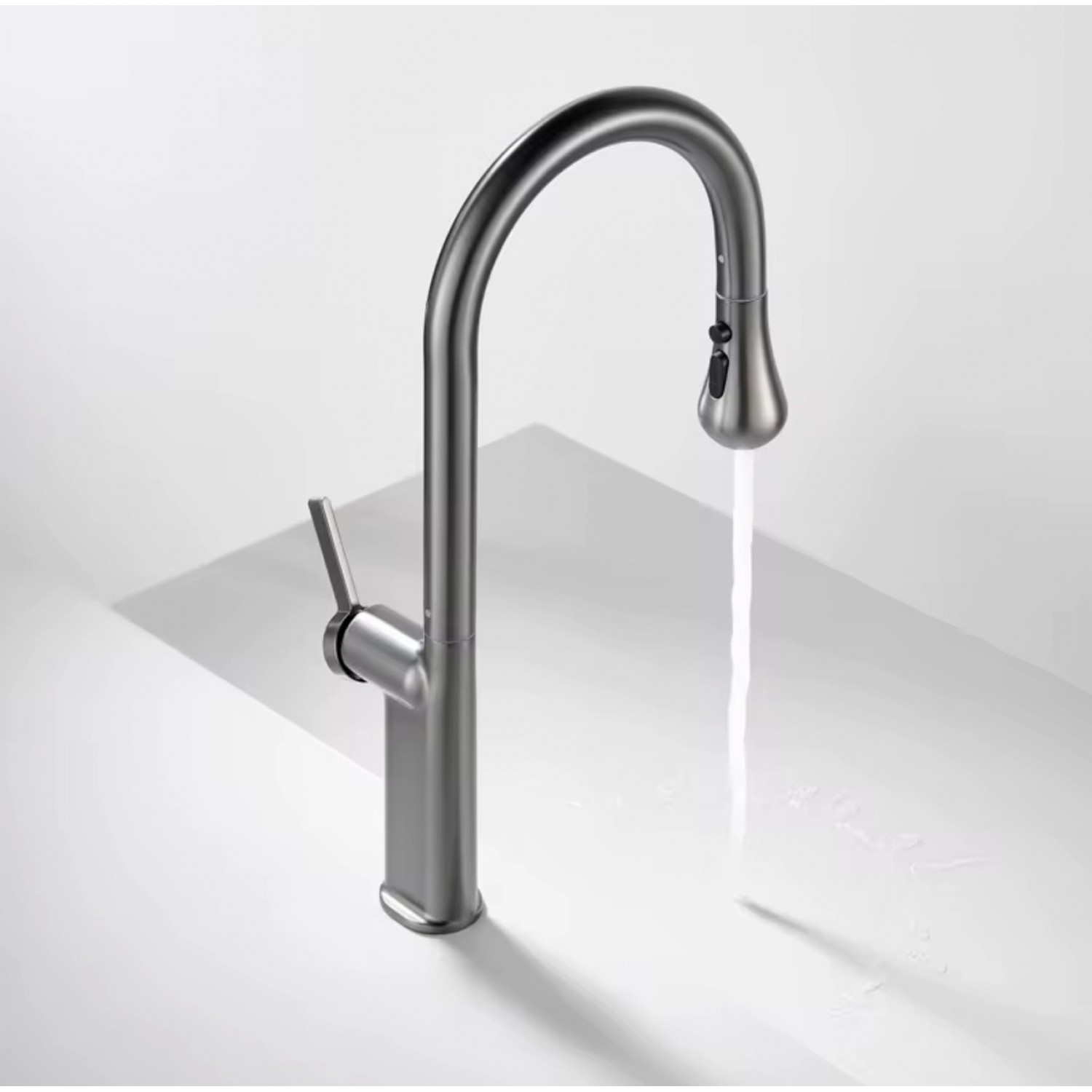 NARON Ψηλή Μπαταρία κουζίνας με αποσπώμενο επεκτεινόμενο ντουζ NR1310 GUN METAL