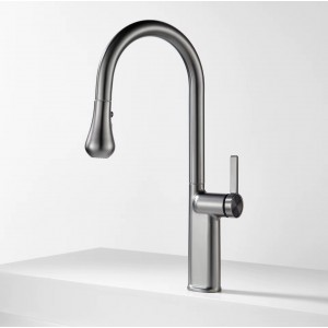 NARON Ψηλή Μπαταρία κουζίνας με αποσπώμενο επεκτεινόμενο ντουζ NR1310 GUN METAL