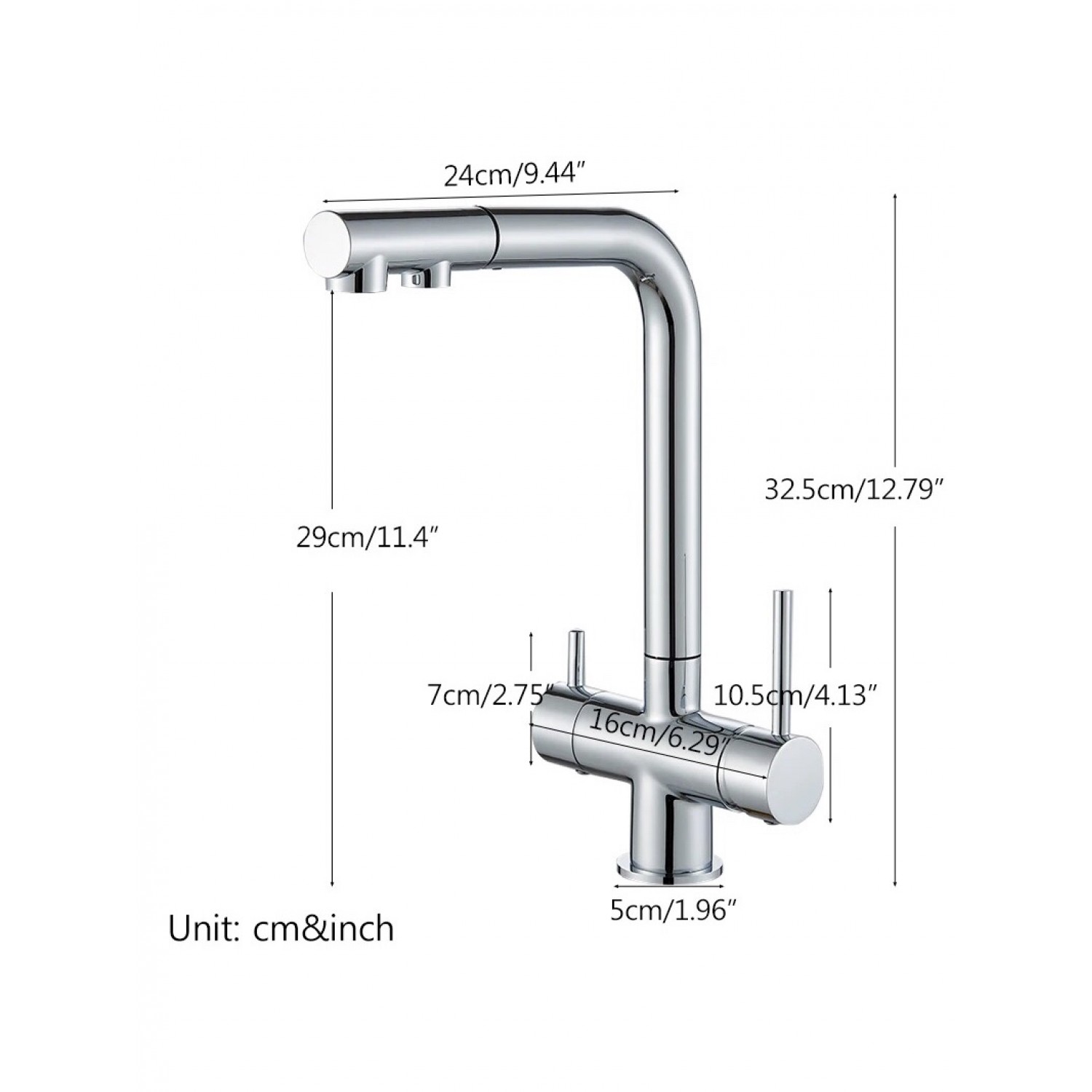 STOCCO Τρίοδη Μπαταρία Κουζίνας με προεκτεινόμενο ντουζ ST1199 White