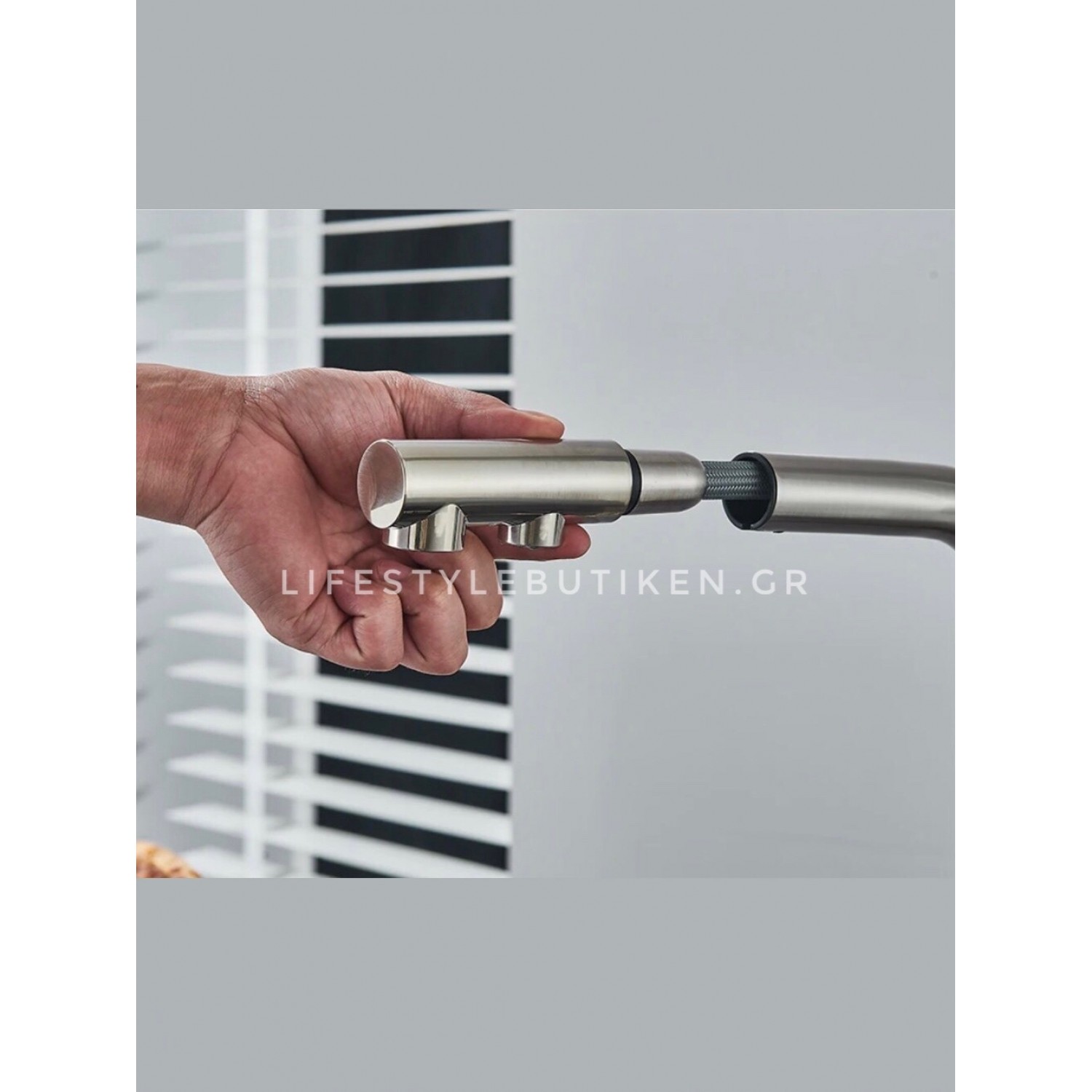 STOCCO Τρίοδη Μπαταρία Κουζίνας με προεκτεινόμενο ντουζ ST1199 MAT NICKEL