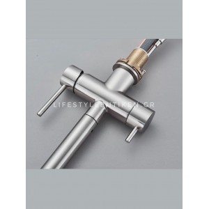 STOCCO Τρίοδη Μπαταρία Κουζίνας με προεκτεινόμενο ντουζ ST1199 MAT NICKEL