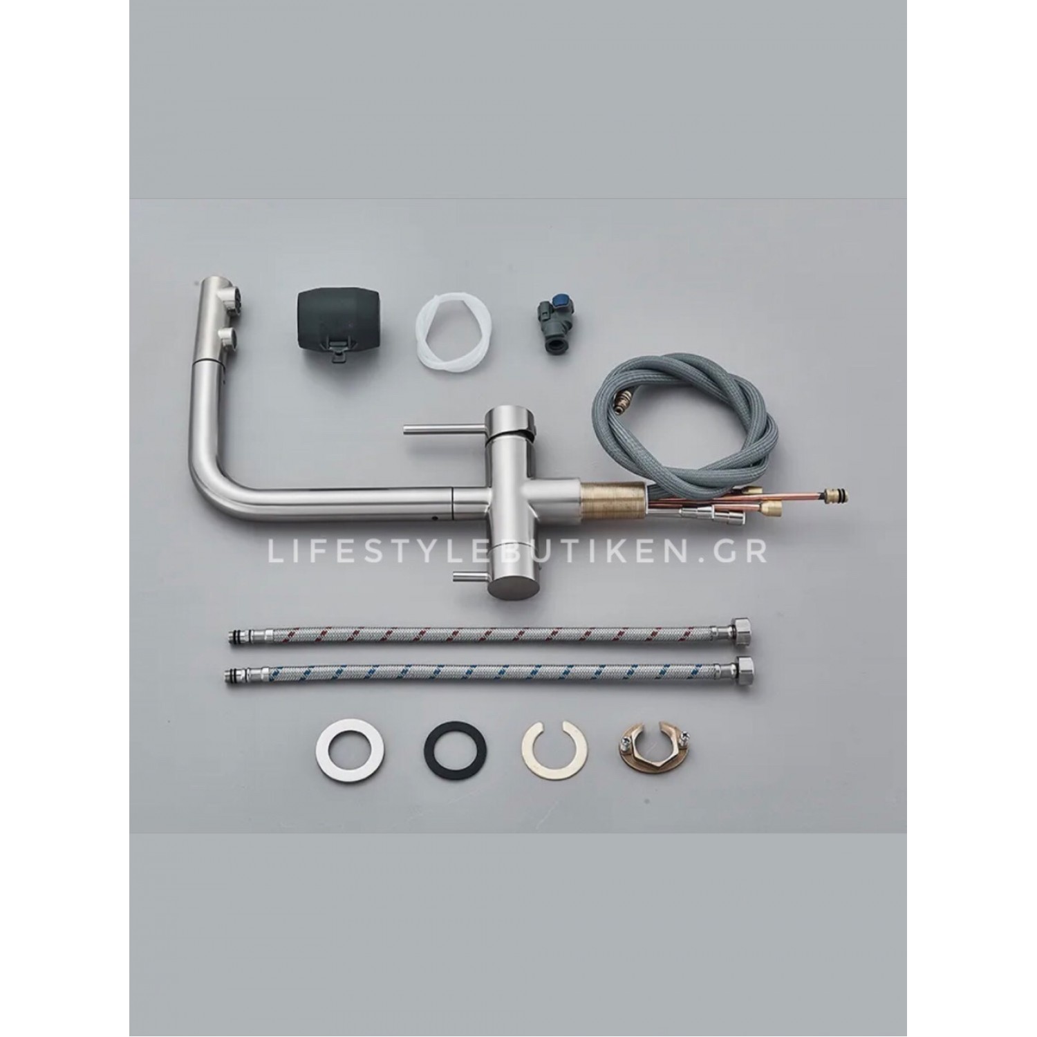 STOCCO Τρίοδη Μπαταρία Κουζίνας με προεκτεινόμενο ντουζ ST1199 MAT NICKEL