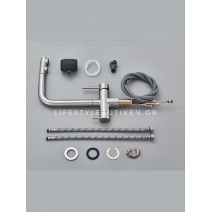 STOCCO Τρίοδη Μπαταρία Κουζίνας με προεκτεινόμενο ντουζ ST1199 MAT NICKEL