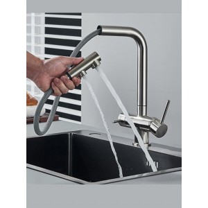 STOCCO Τρίοδη Μπαταρία Κουζίνας με προεκτεινόμενο ντουζ ST1199 MAT NICKEL