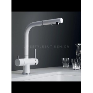 STOCCO Τρίοδη Μπαταρία Κουζίνας με προεκτεινόμενο ντουζ ST1199 White