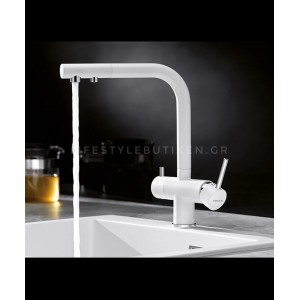 STOCCO Τρίοδη Μπαταρία Κουζίνας με προεκτεινόμενο ντουζ ST1199 White