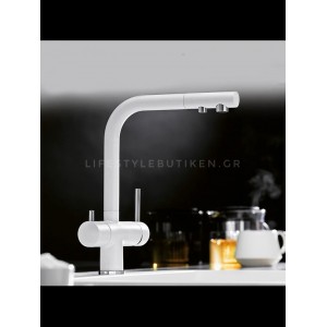 STOCCO Τρίοδη Μπαταρία Κουζίνας με προεκτεινόμενο ντουζ ST1199 White