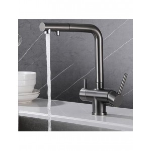 STOCCO Τρίοδη Μπαταρία Κουζίνας με προεκτεινόμενο ντουζ ST1199 Gun Grey