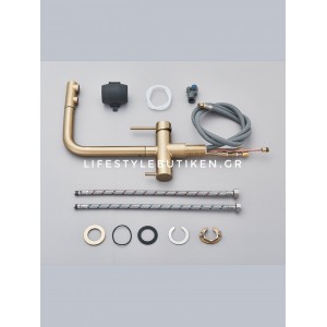 STOCCO Τρίοδη Μπαταρία Κουζίνας με προεκτεινόμενο ντουζ STOCCO ST1199BG BRUSHED GOLD