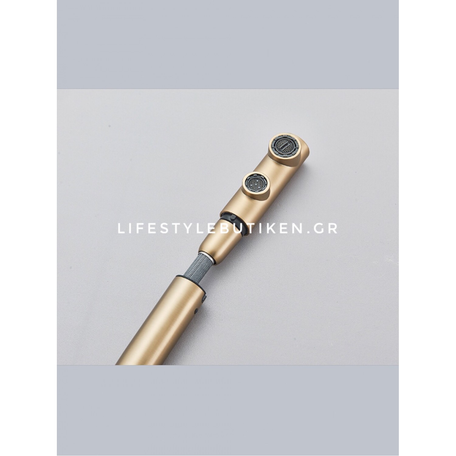 STOCCO Τρίοδη Μπαταρία Κουζίνας με προεκτεινόμενο ντουζ STOCCO ST1199BG BRUSHED GOLD