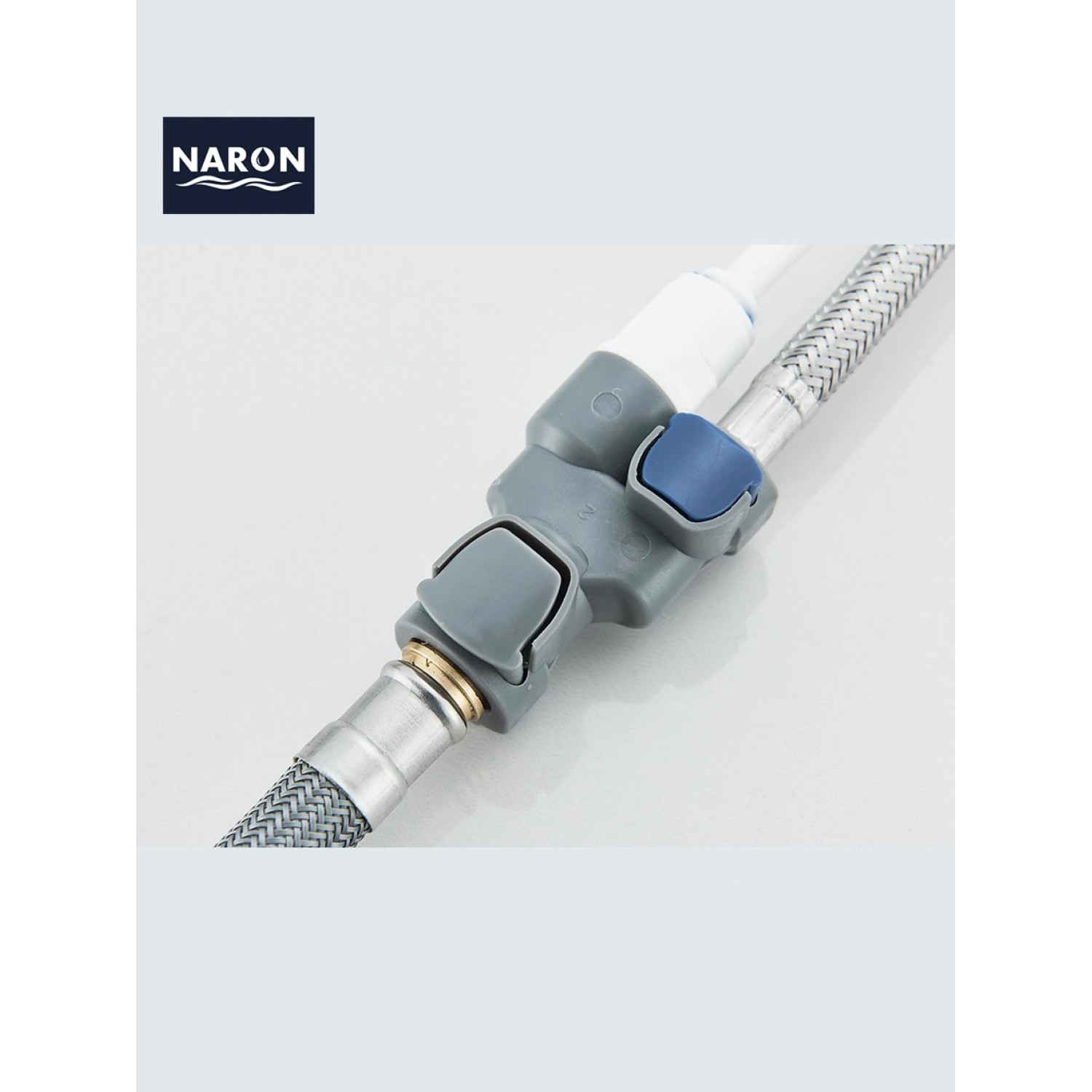 NARON Τρίοδη Μπαταρία Κουζίνας με προεκτεινόμενο ντουζ διπλής ροής NR1088 GUN METAL