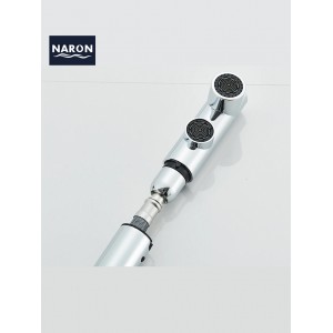 NARON Τρίοδη Μπαταρία Κουζίνας με προεκτεινόμενο ντουζ διπλής ροής NR1088 CHROME