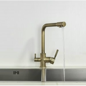 NARON Τρίοδη Μπαταρία Κουζίνας Φίλτρου NR2109 ANTIQUE BRASS