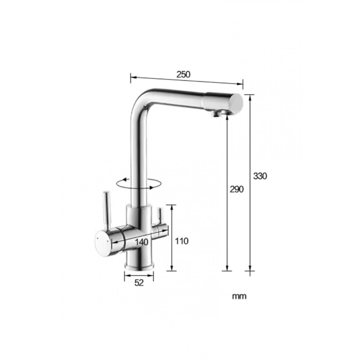 NARON Τρίοδη Μπαταρία Κουζίνας Φίλτρου NR2109 ANTIQUE BRASS