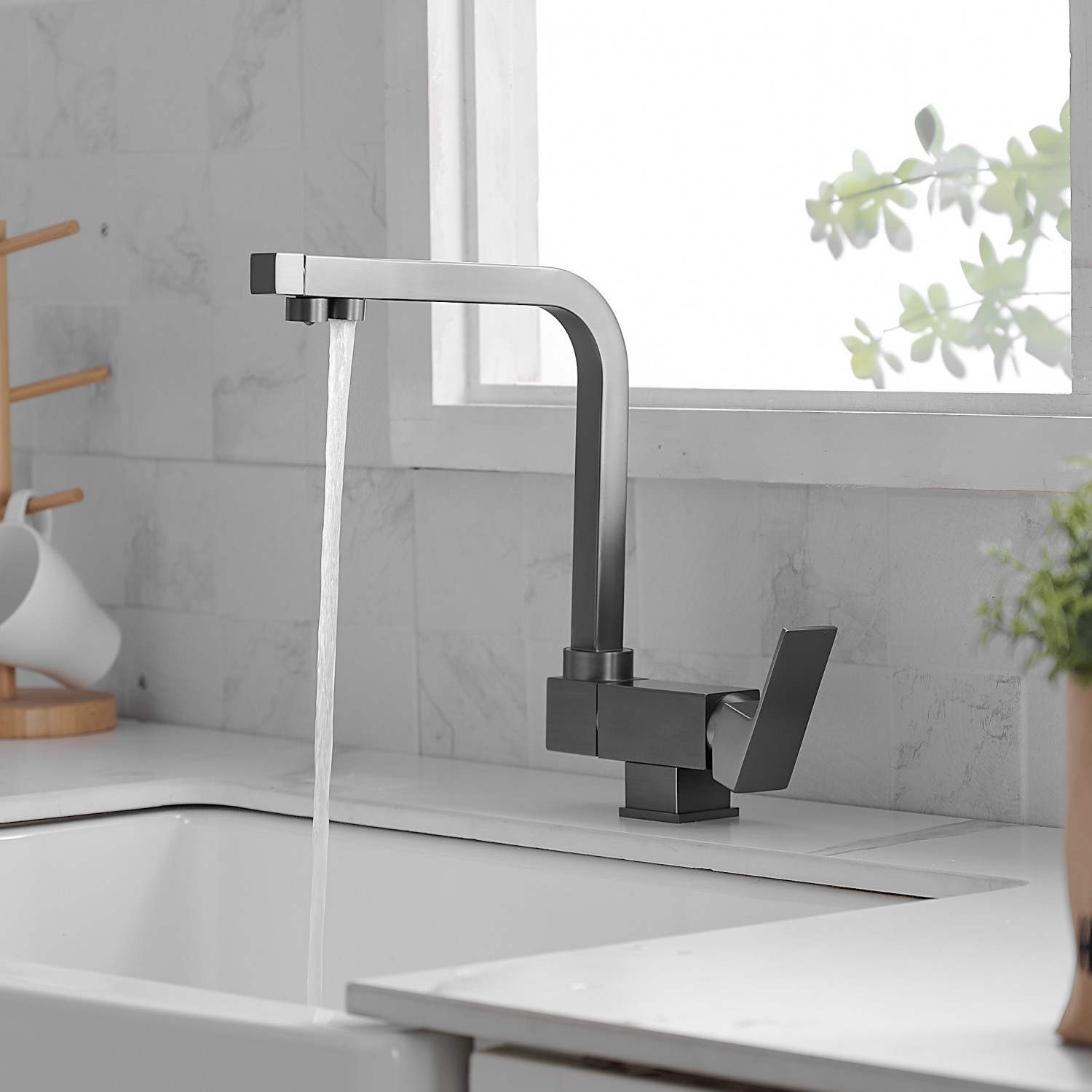 Σπαστή Τρίοδη Μπαταρία Κουζίνας για σύνδεση με φίλτρο κάτω πάγκου STOCCO SF7004GG GUN GREY