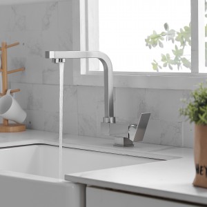 Σπαστή Τρίοδη Μπαταρία Κουζίνας για σύνδεση με φίλτρο κάτω πάγκου STOCCO SF7003MN MAT NICKEL