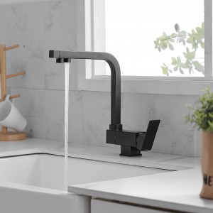 Σπαστή Τρίοδη Μπαταρία Κουζίνας για σύνδεση με φίλτρο κάτω πάγκου STOCCO SF7002B BLACK MAT