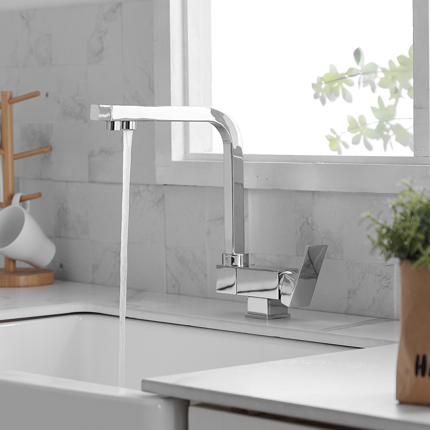 Σπαστή Τρίοδη Μπαταρία Κουζίνας για σύνδεση με φίλτρο κάτω πάγκου STOCCO SF7001C CHROME