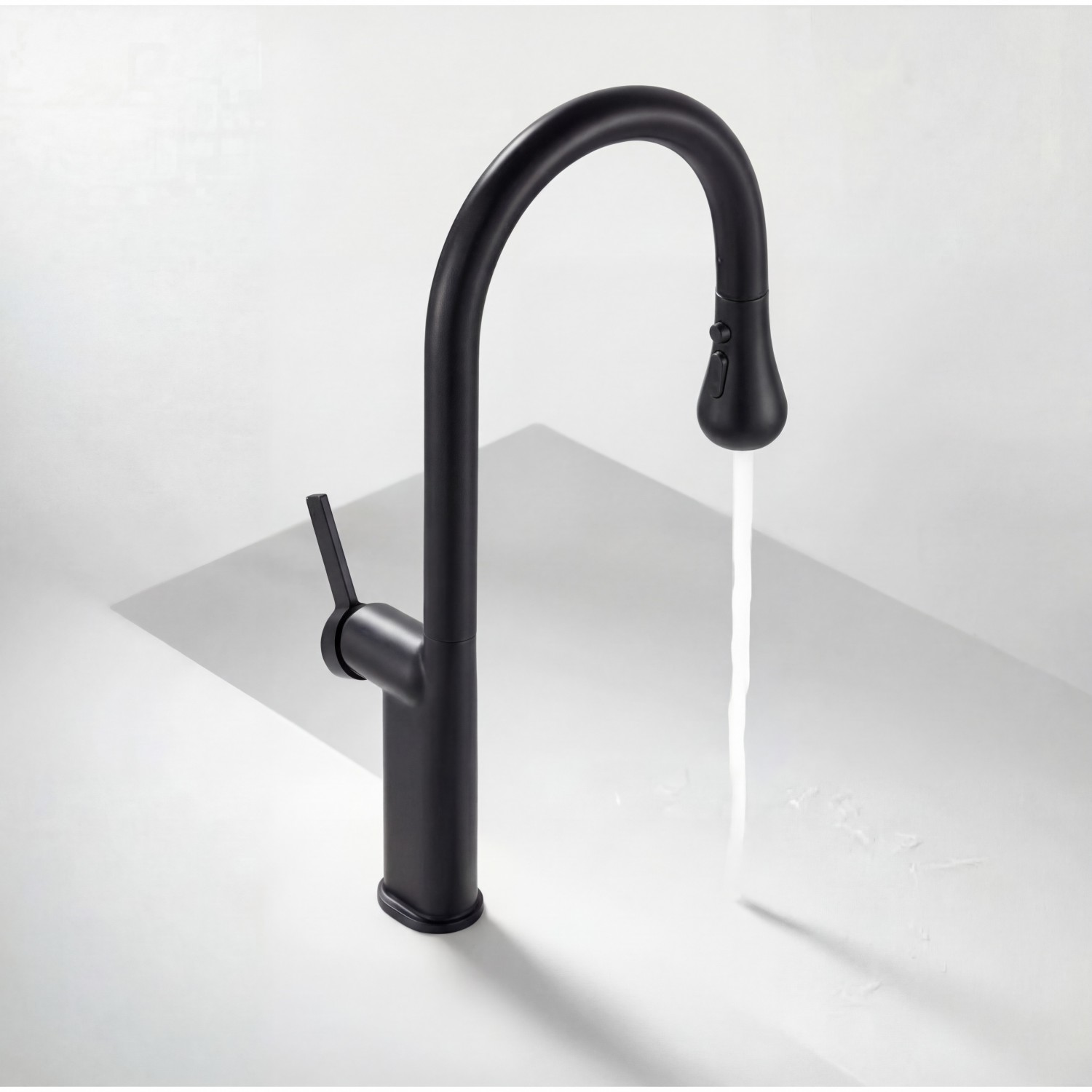 NARON Ψηλή Μπαταρία κουζίνας με αποσπώμενο επεκτεινόμενο ντουζ NR1310 Black Mat