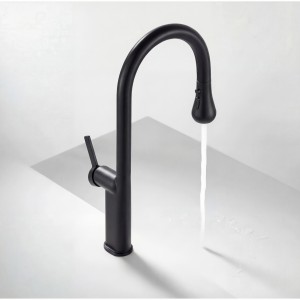 NARON Ψηλή Μπαταρία κουζίνας με αποσπώμενο επεκτεινόμενο ντουζ NR1310 Black Mat