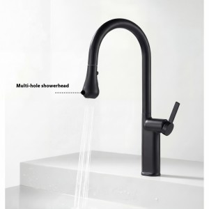 NARON Ψηλή Μπαταρία κουζίνας με αποσπώμενο επεκτεινόμενο ντουζ NR1310 Black Mat